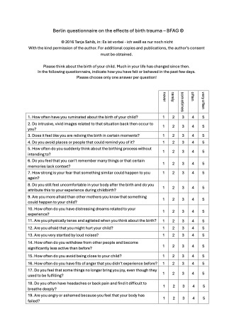 BFAG - Selbsteinschätzungstest zu traumatischer Geburt